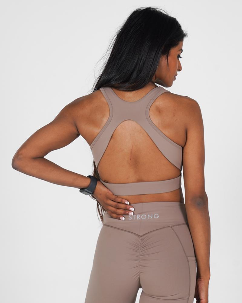 Define Bra  - Crossover Gym Bra - Almond