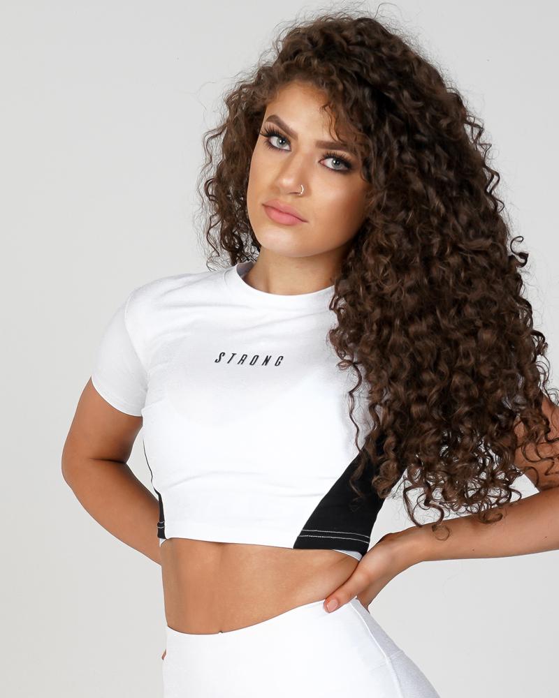 Women's Phoenix Crop Tee - Gym Tee - White & Black