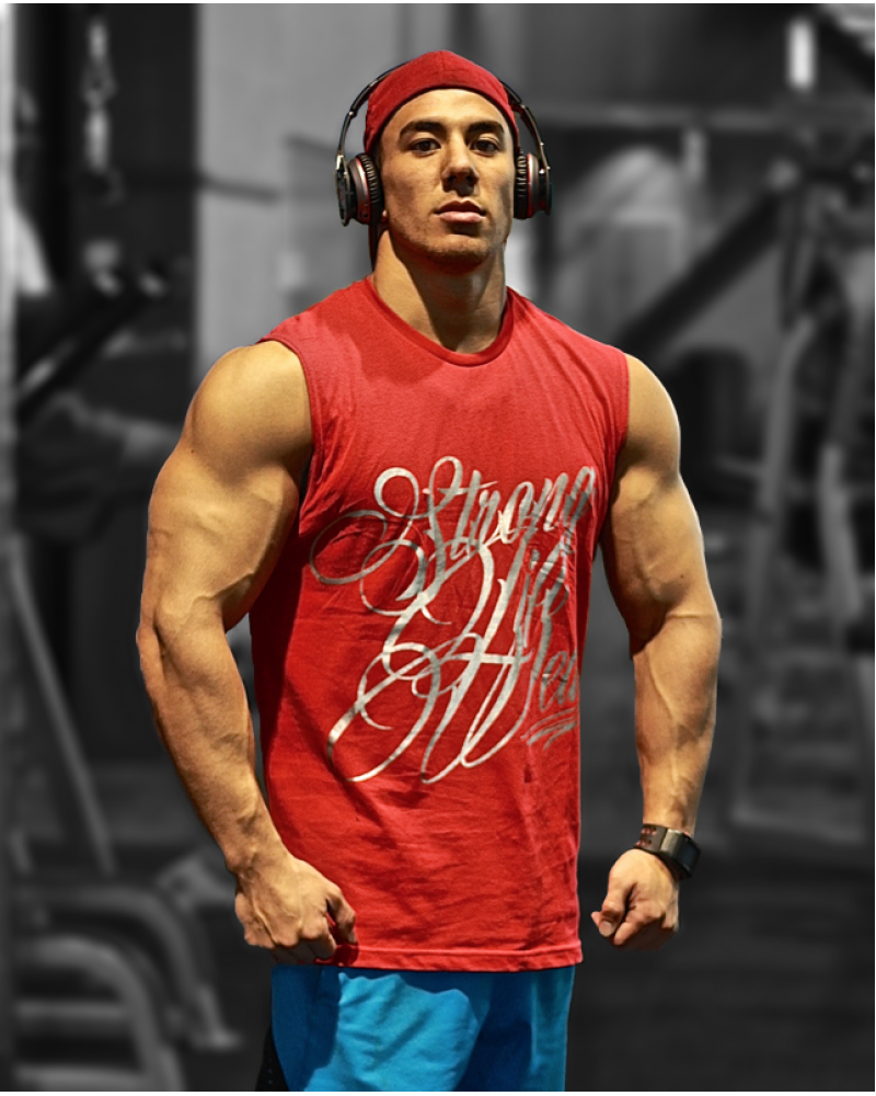 Eddy Ung repping the red Sleeveless Tee