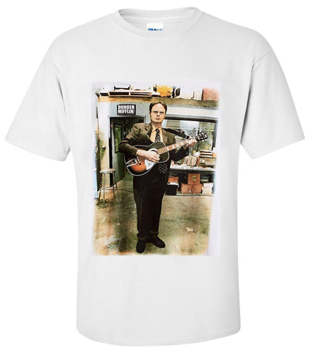 The Office Dwight Schrute on guitar T Shirt - Trash City Australia
