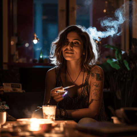 woman smoking cannabis
