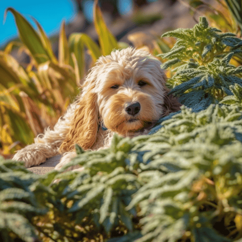 dog in cannabis farm