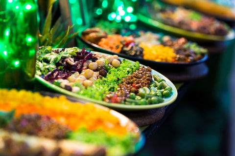 Close up of vegan food take away food