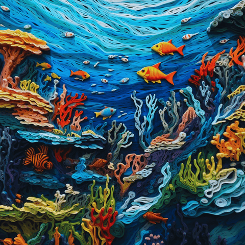 Painting of fish in the ocean
