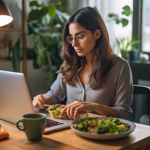 a woman eating and gaining weight