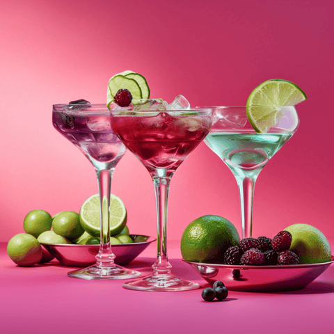cocktails with limes and grapes