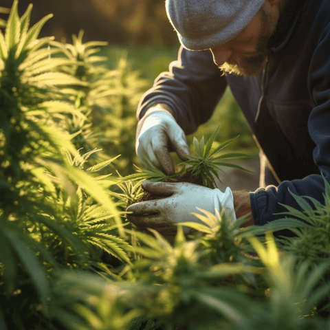 farmer growing hemp