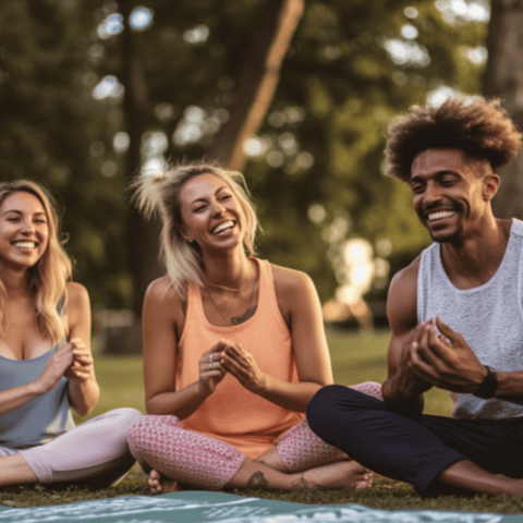 group of friends laughing together