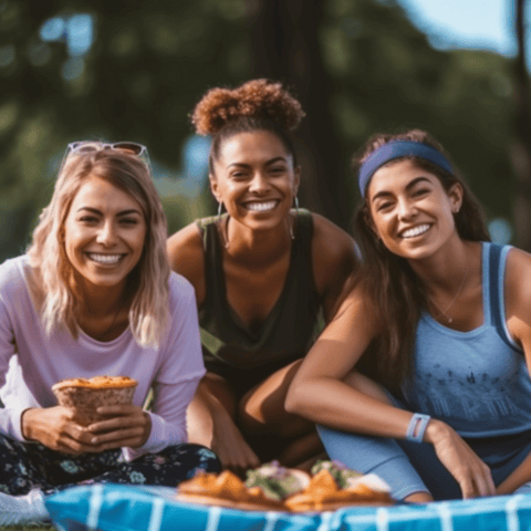 group of girl friends smiling