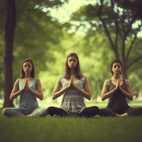 three girls meditating