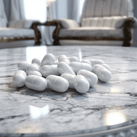 white capsules in the table