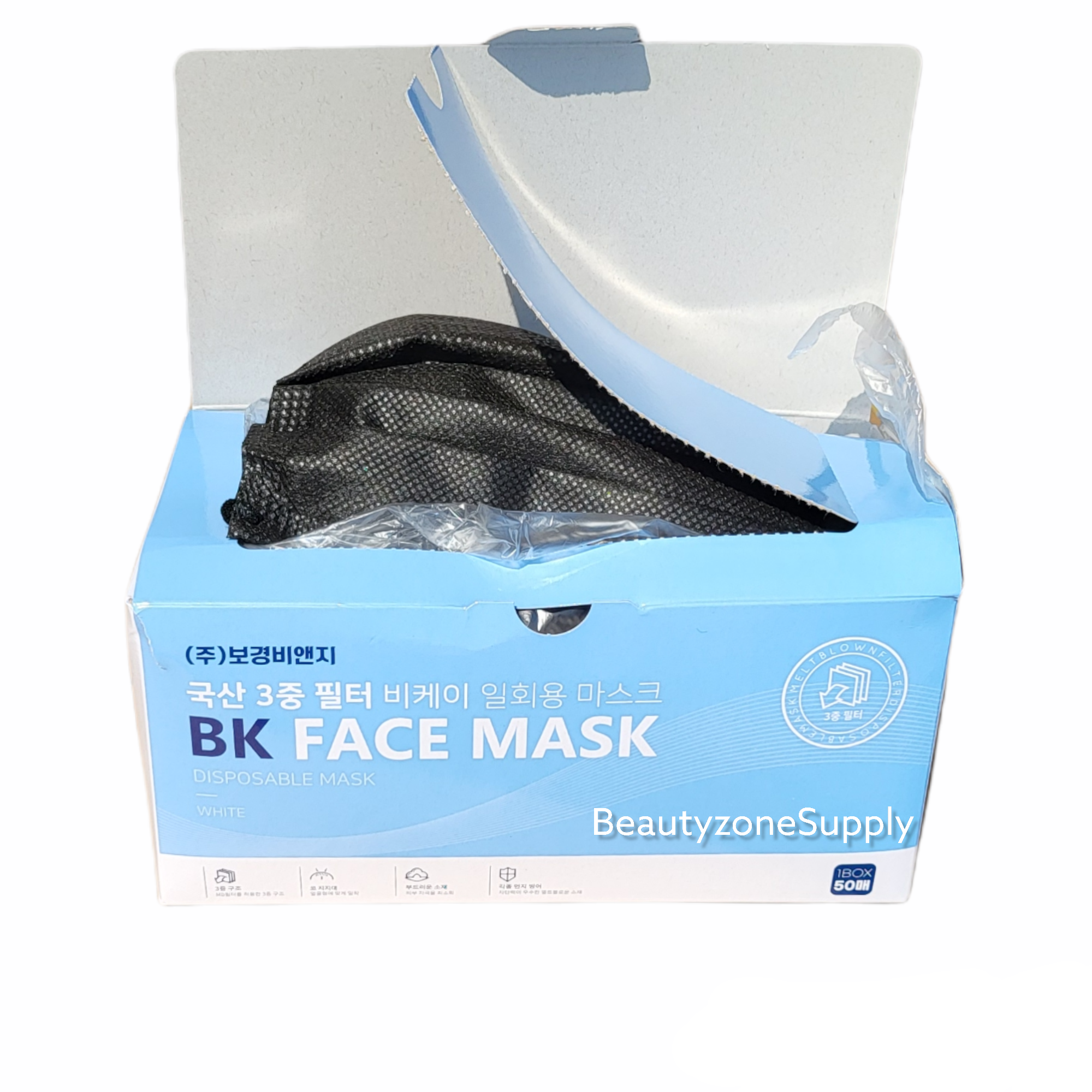 BK Face 3 Layer 50 pcs Black – Beauty Zone Nail Supply