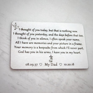 Silver Engraved Personalized Memorial Wallet Insert Stamps Of Love