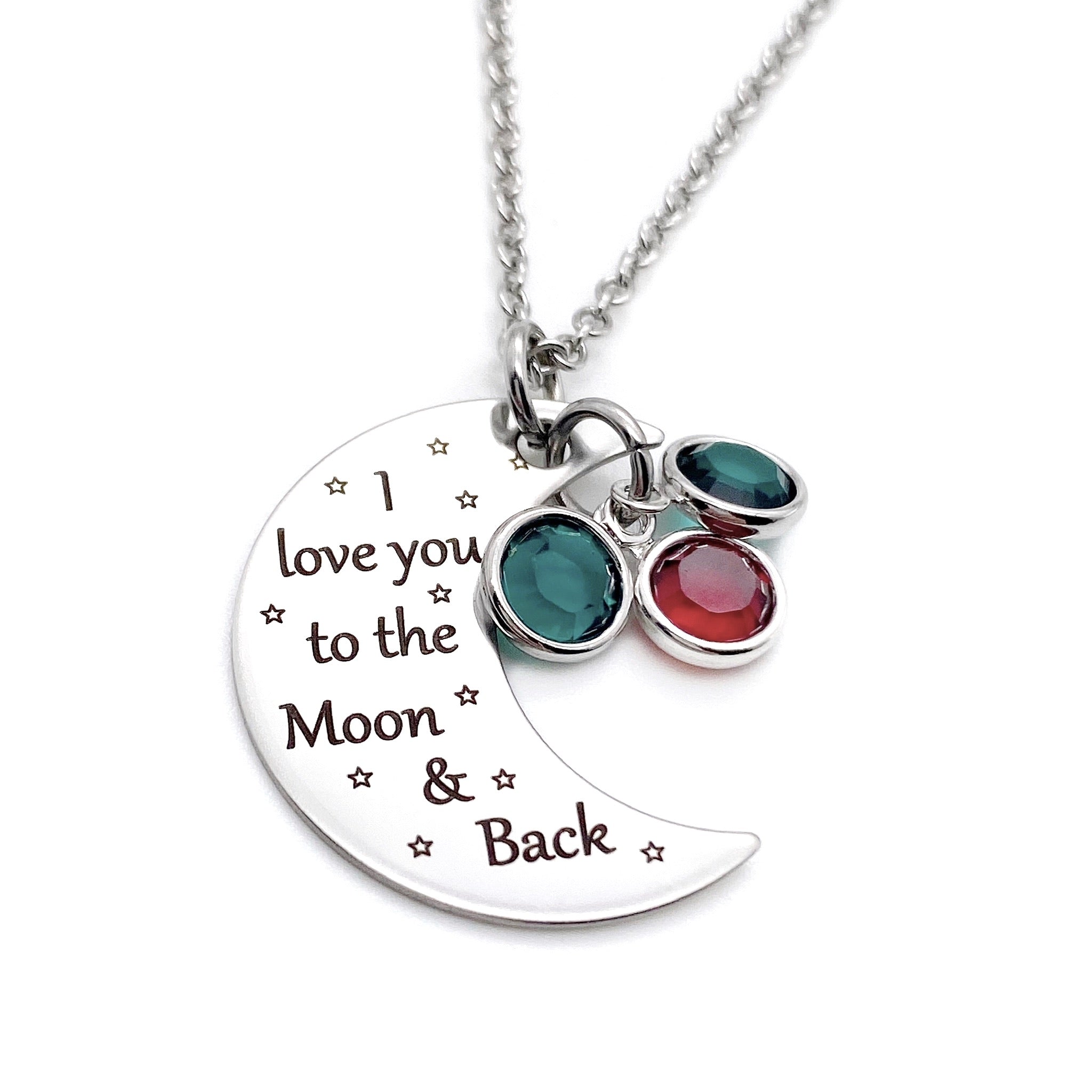 I Love You To The Moon And Back Mother S Birthstone Necklace Stamps Of Love