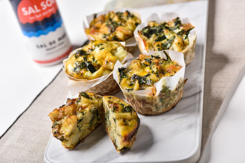 recetas faciles: mini quiches de papa y espinaca