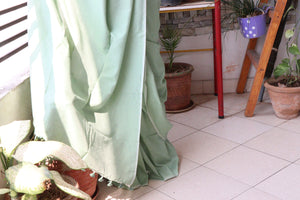 Handwoven Saree - Solid Colored Cotton Muslin/Mulmul Saree - Pistachio