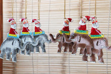 Load image into Gallery viewer, Santa &amp; Elephants Set - Christmas Ornaments, Christmas Baubles, Hanging Ornaments, Christmas Decoration, Handmade Paper Mache Christmas Gift
