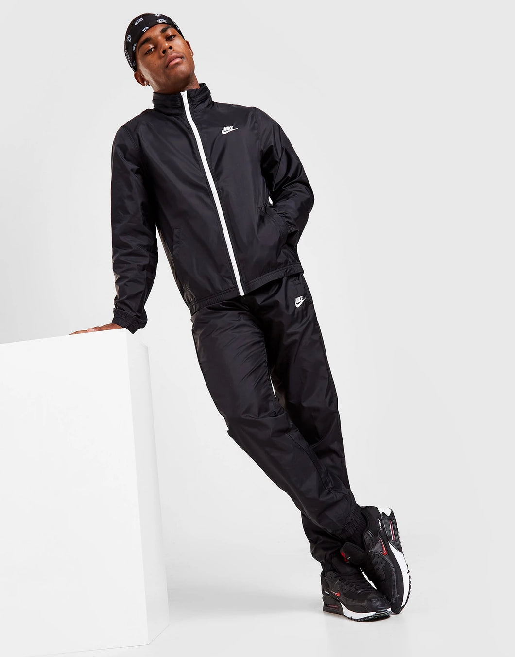 Nike Mens Tracksuit Full Set Black/White Logo Jacket Pants – Electroos