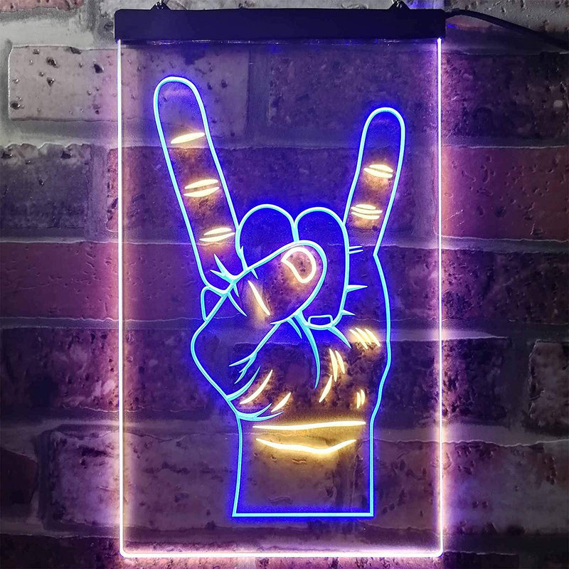 Rock n Roll Hand Sign of the Horns LED Neon Light Sign