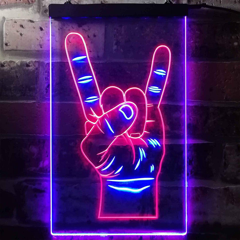 Rock n Roll Hand Sign of the Horns LED Neon Light Sign
