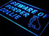 Beware of Border Collie LED Sign (Neon Colors, LED Bulbs) - Way Up Gifts