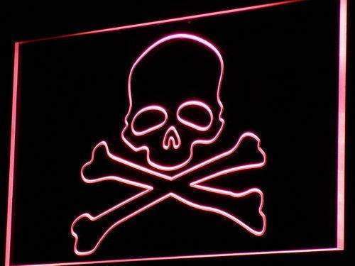 skull and crossbones neon light