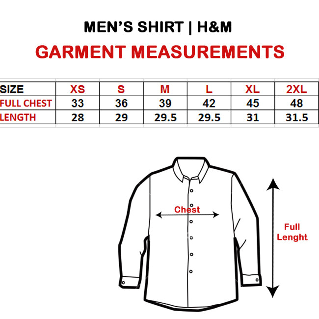 HM Size Chart Men