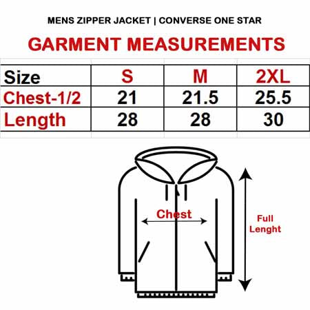 converse one star size chart