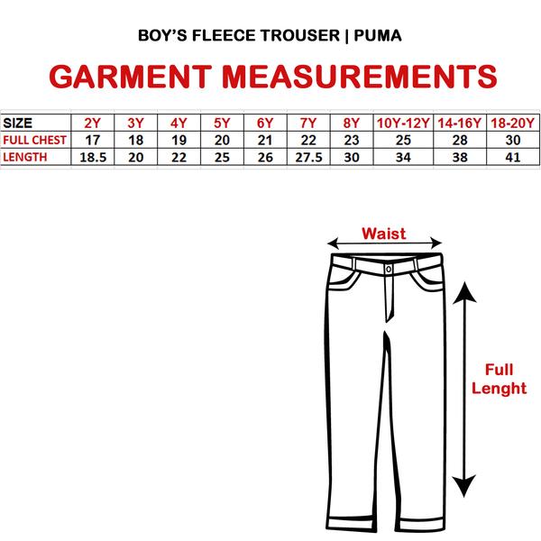 puma fleece pants size chart