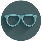 plain circle icon featuring eyeglasses