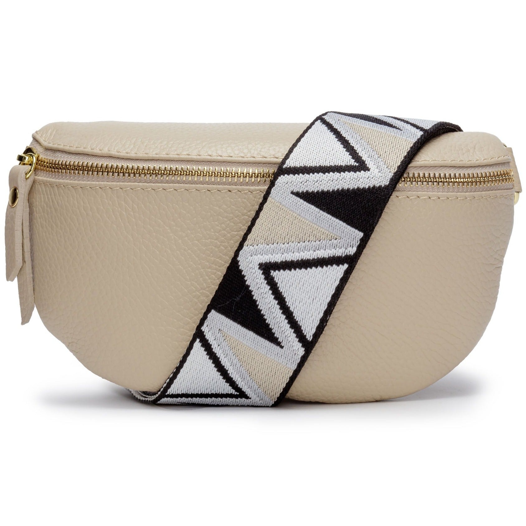 Image of Sling Bag - Stone with black/white abstract Strap