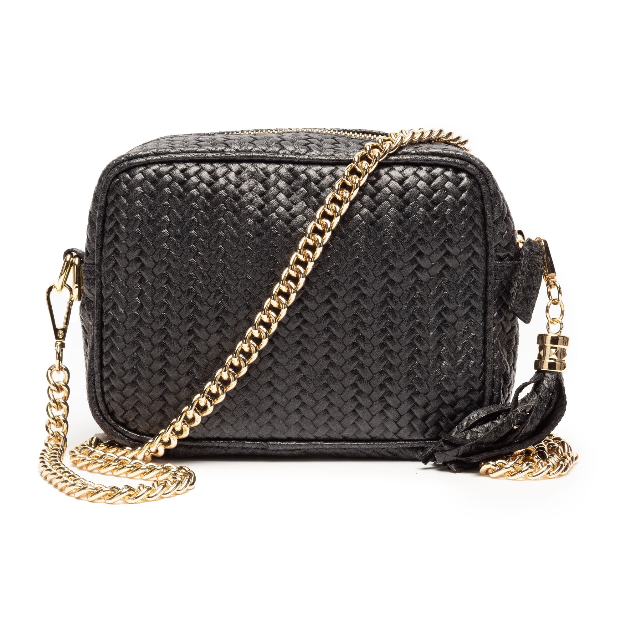 Image of Woven Crossbody Black (Gold Chain Strap)