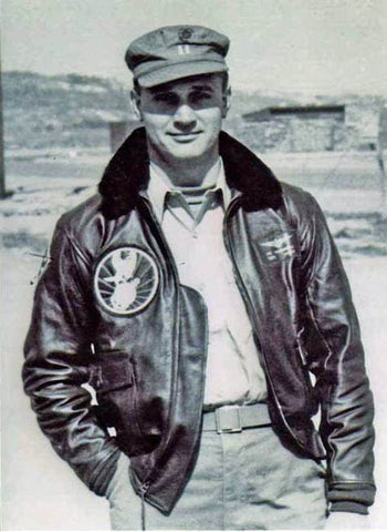 pilot wearing top gun jacket