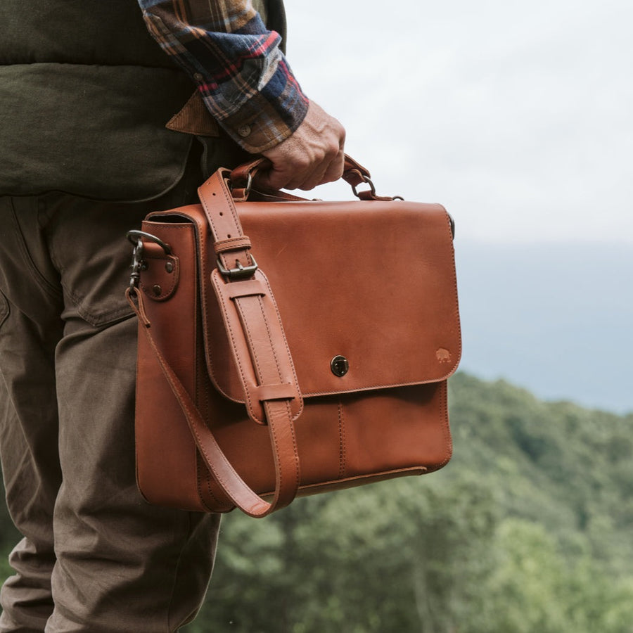 Men's Buffalo Leather Messenger Bag  Distressed Full Grain Laptop Bag –  The Real Leather Company