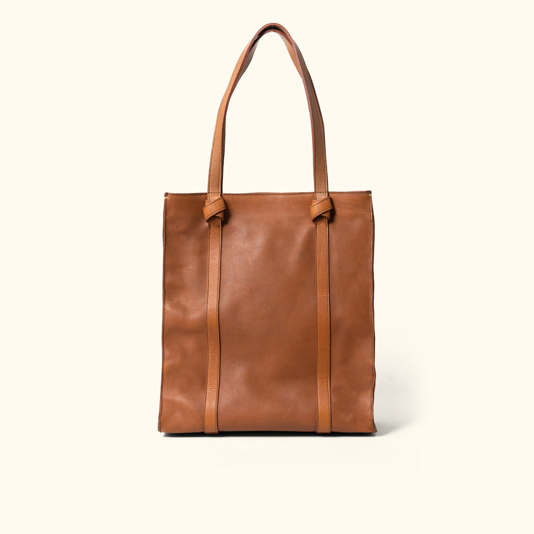 Tan Leather Tote Bag - Madison Collection