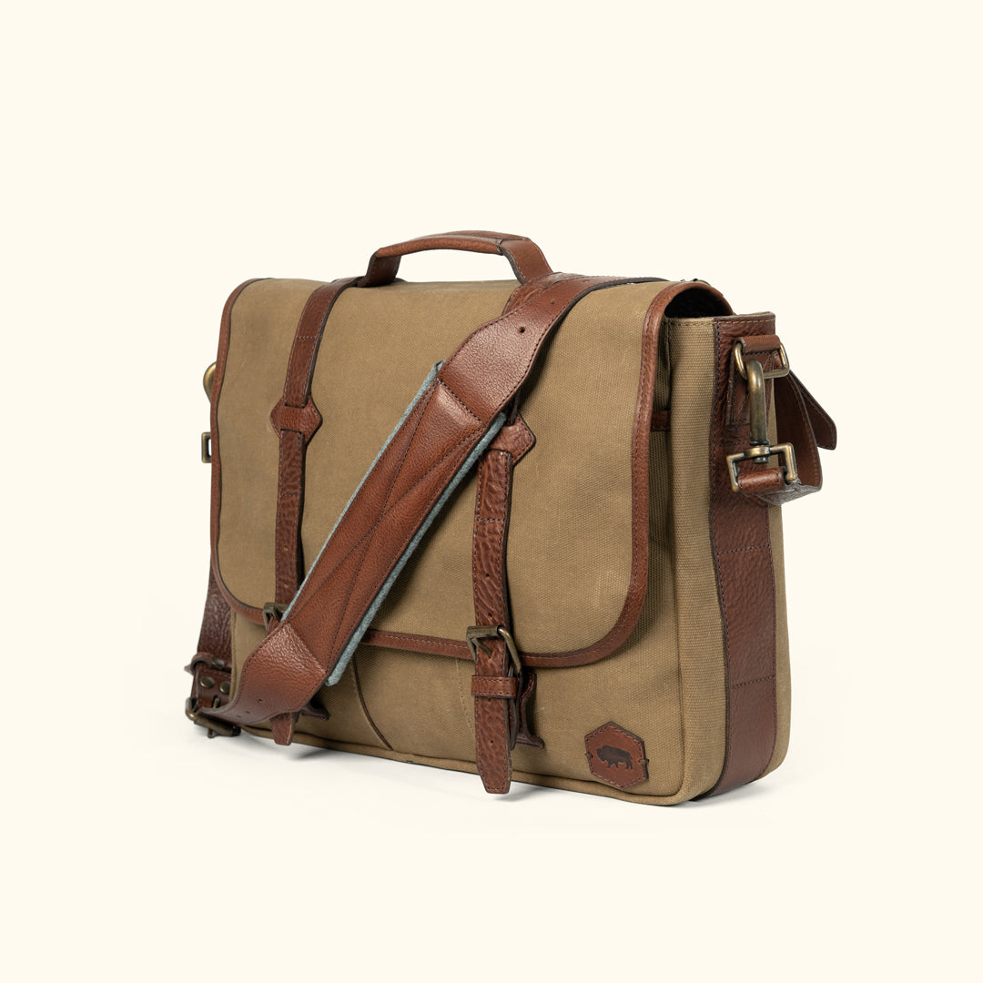 Dakota Reserve Waxed Canvas Leather Messenger Bag | Field Khaki
