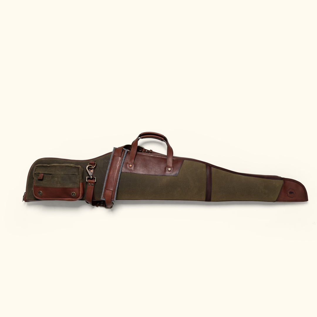 Dakota Waxed Canvas Rifle Case | Green w/ Dark Briar Leather