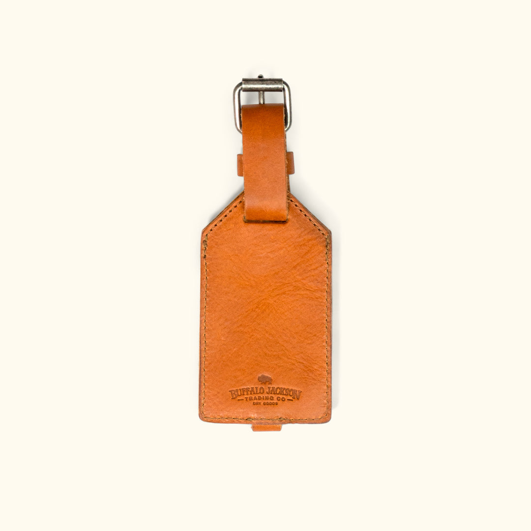 tan luggage tag