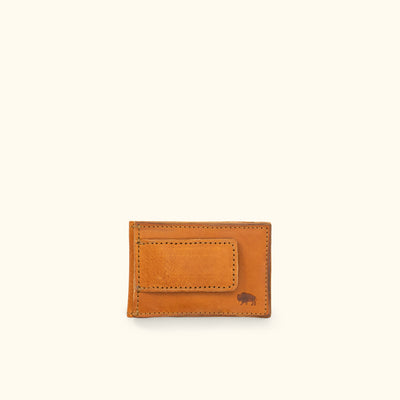 Magnetic Money Clip Wallet - Two Fold Leather Wallet - Tan | Buffalo Jackson