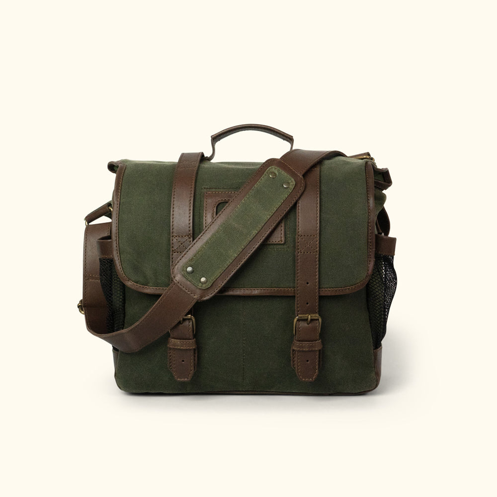 Dakota Reserve Waxed Canvas Leather Briefcase | Field Khaki with Chest