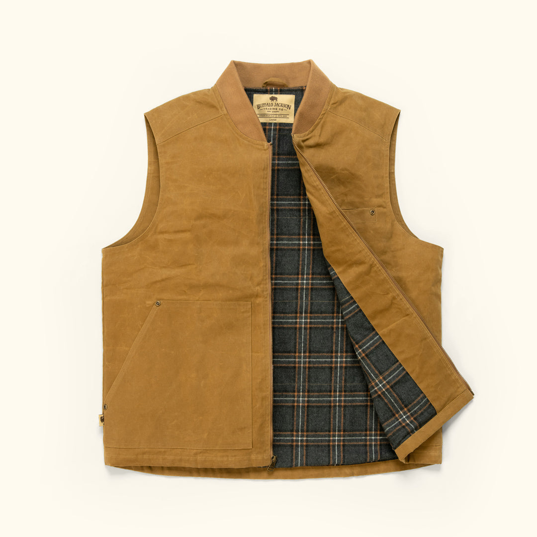 Laramie Waxed Canvas Vest | Tobacco Tan