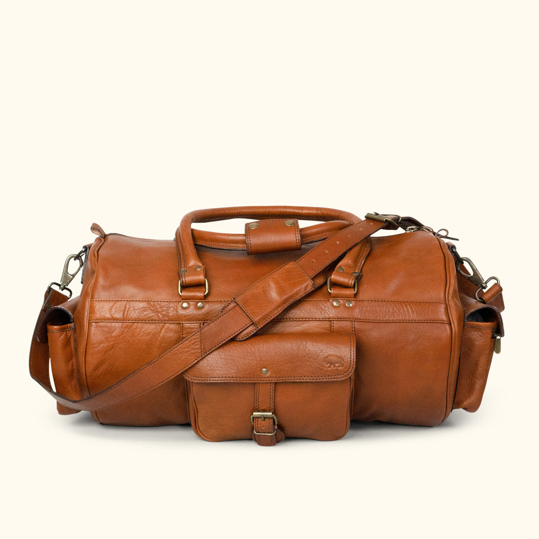 affordable leather duffle bags