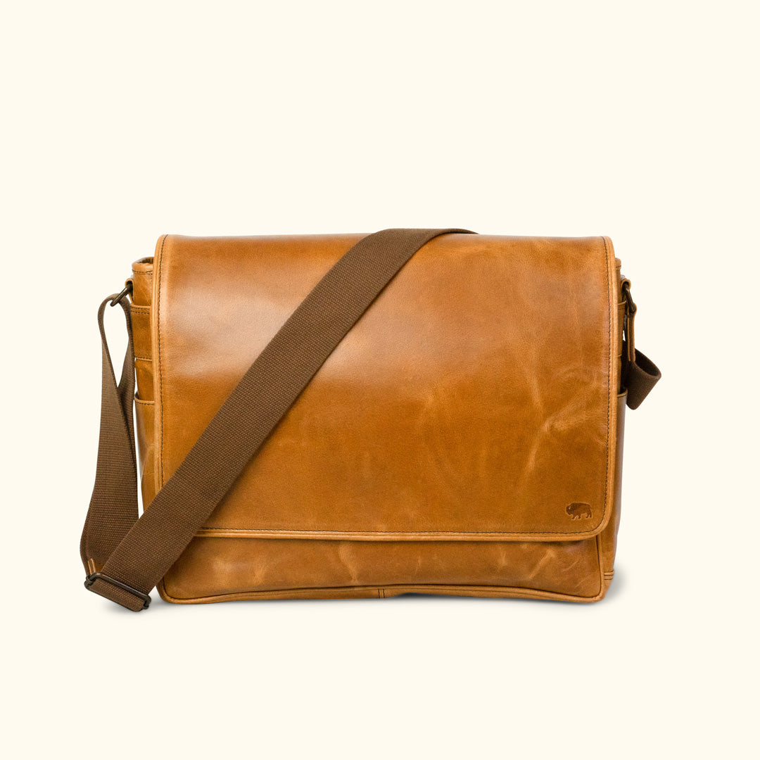 Leather Messenger Bag - Everett Vintage | Buffalo Jackson