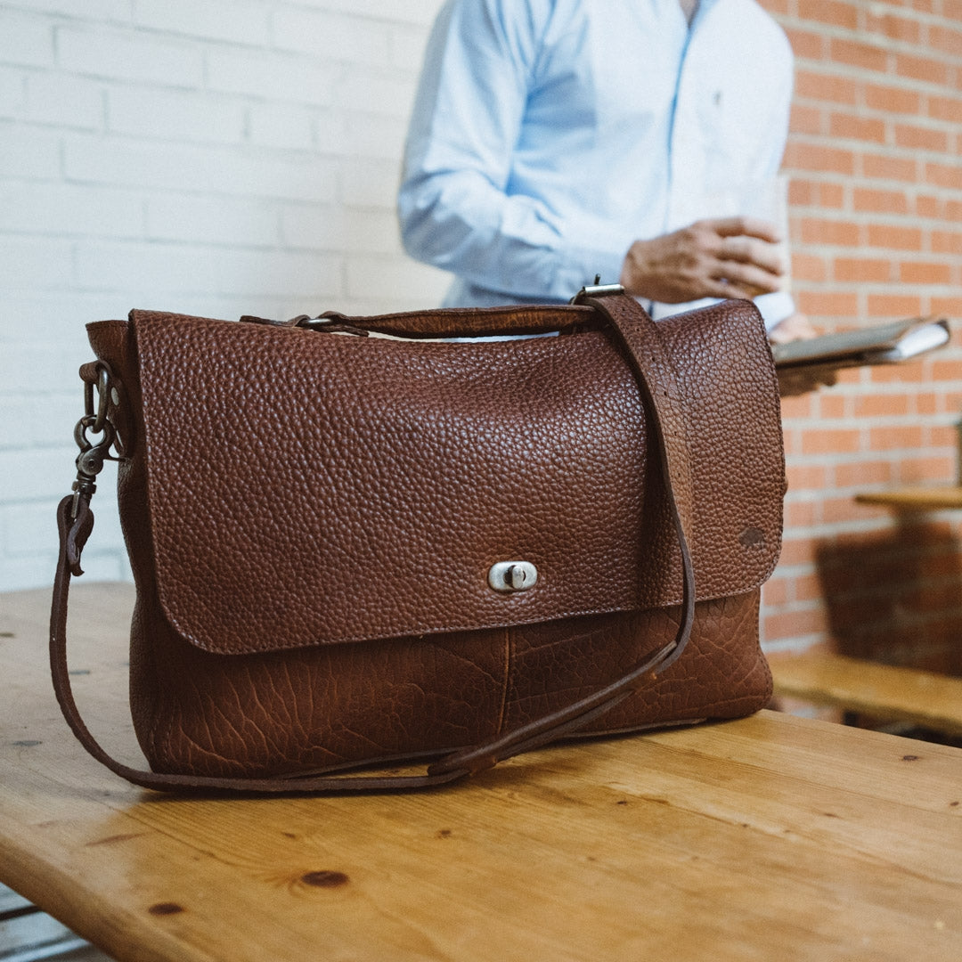 Bison Leather Messenger Bag For Men | Buffalo Jackson