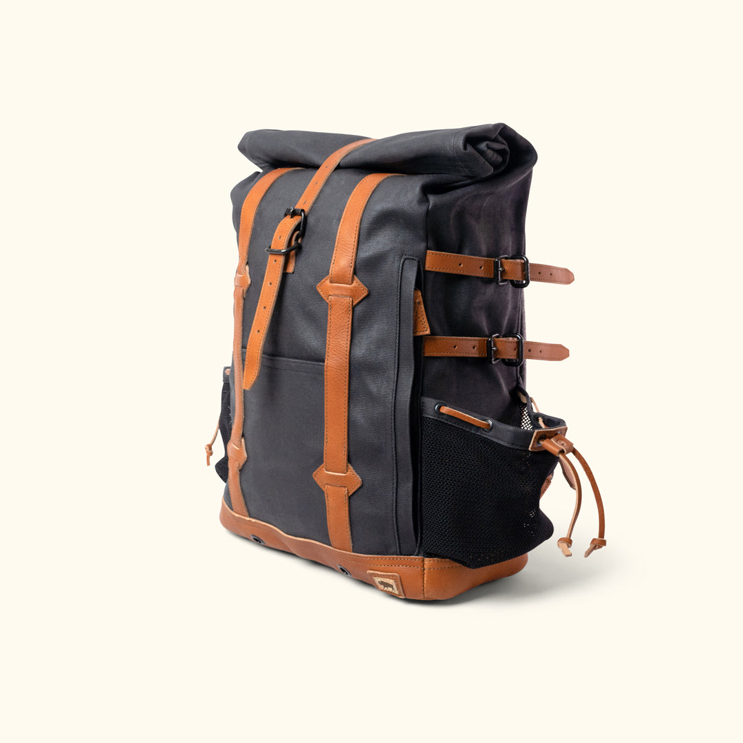 waxed roll top backpack