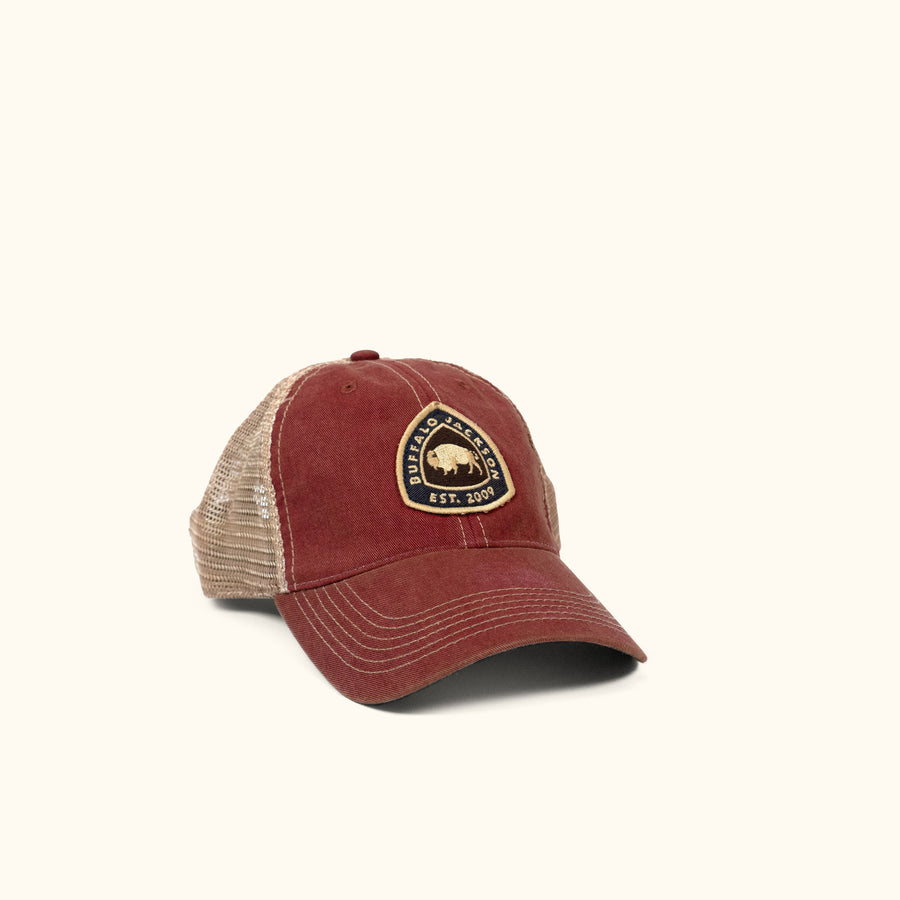 LSDG Unstructured Trucker Hat- Black/White Tan Buffalo