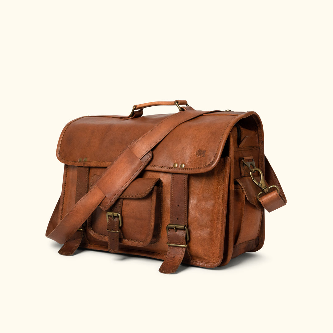 Vintage Leather Briefcase Bag | Buffalo Jackson