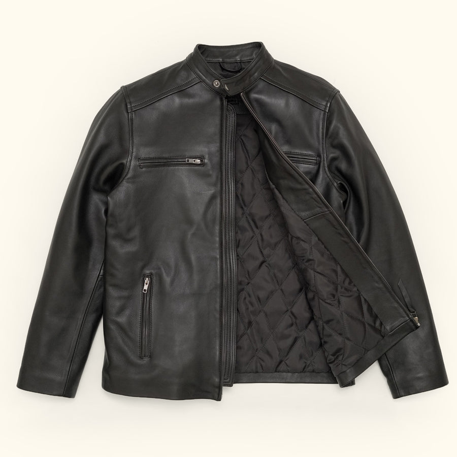 Buffalo Jackson Trading Co. Limited Edition Shearling Leather Bomber Jacket | Black - XXL