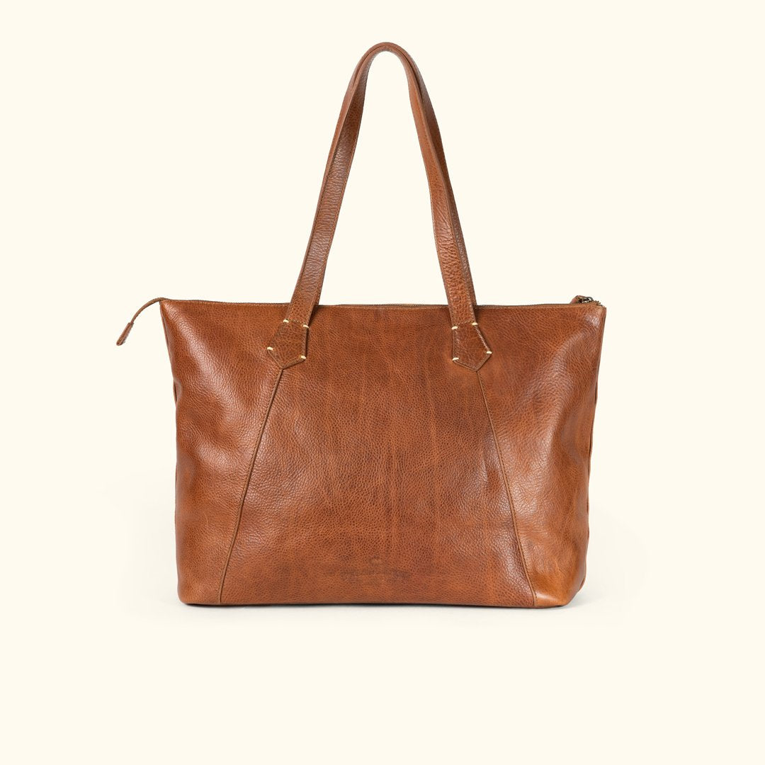 Tan Leather Tote Bag - Madison Collection