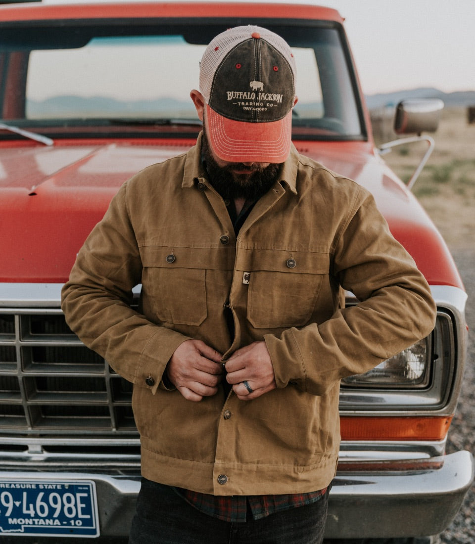 DEEP BROWN '91 FLANNEL LINED WAXED CANVAS JACKET